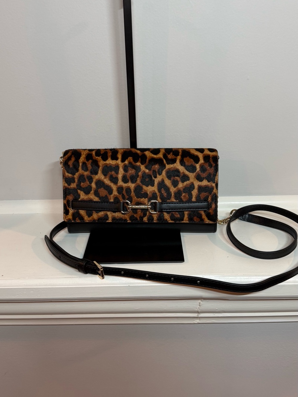 Michael Kors Carson Large Leopard Print Calf Hair Crossbody Bag